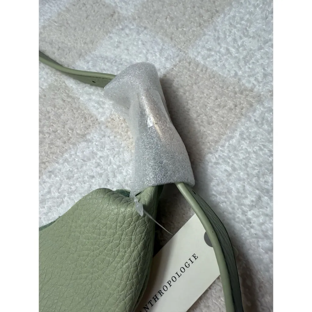 Anthropologie Light Green Pebbled Faux Leather Love Knot Slouchy Tote Bag - Image 5