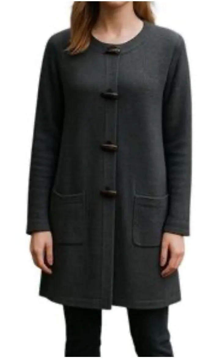 Ellen Tracy Wool Cardigan Sweater Women's Small Charcoal Career Classic Preppy - Image 1