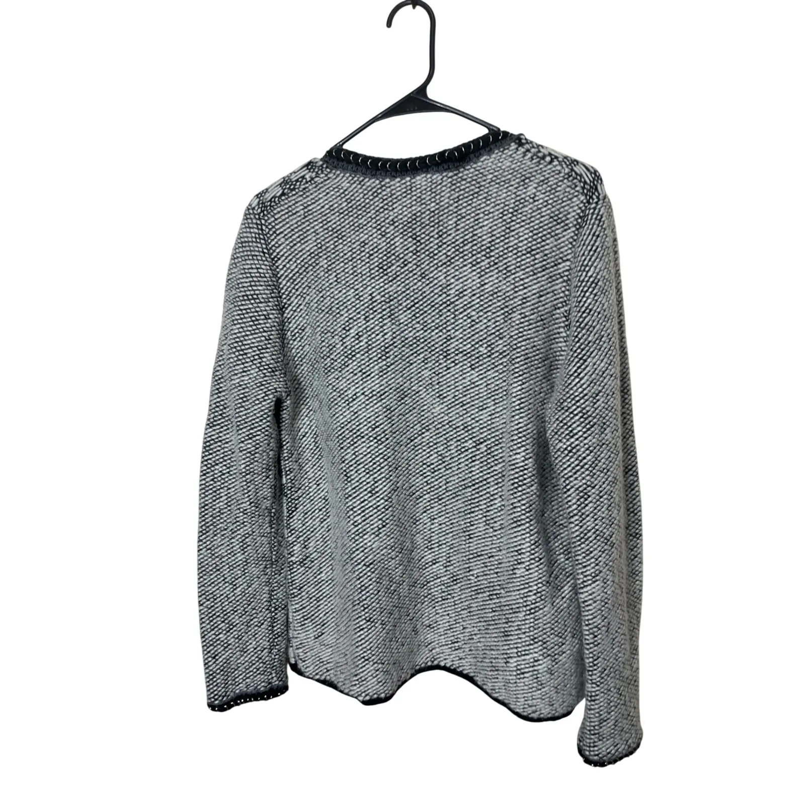 Coldwater Creek Wool Alpaca Gray Black Textured Knit Cardigan Sweater M 10/12 - Image 8