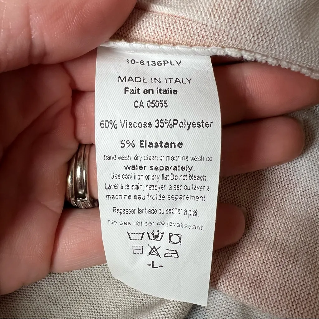 M Made in Italy Tie Dye Scoop Neck Long Sleeve Knit Top Slouchy Tunic Size Large Tan - Image 7