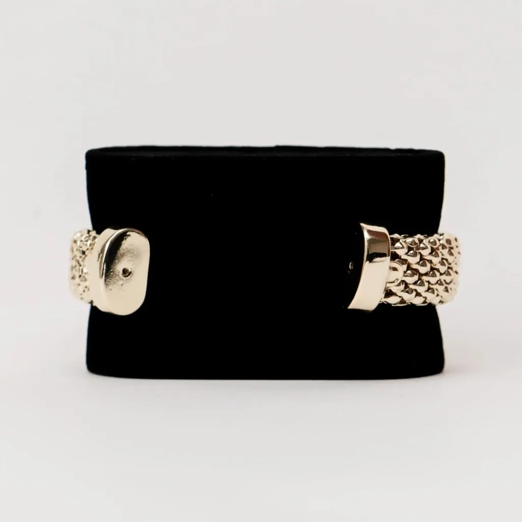 New Designer Textured Flexible 1/2" Rhinestone Cuff Bracelet - Image 5