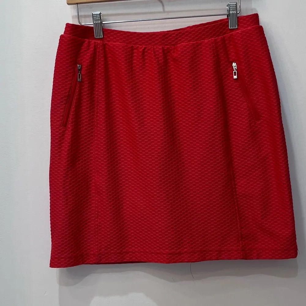 Monterey Club Skort Size Medium Red Orange Stretch Golf Tennis Skirt Med… - Image 2