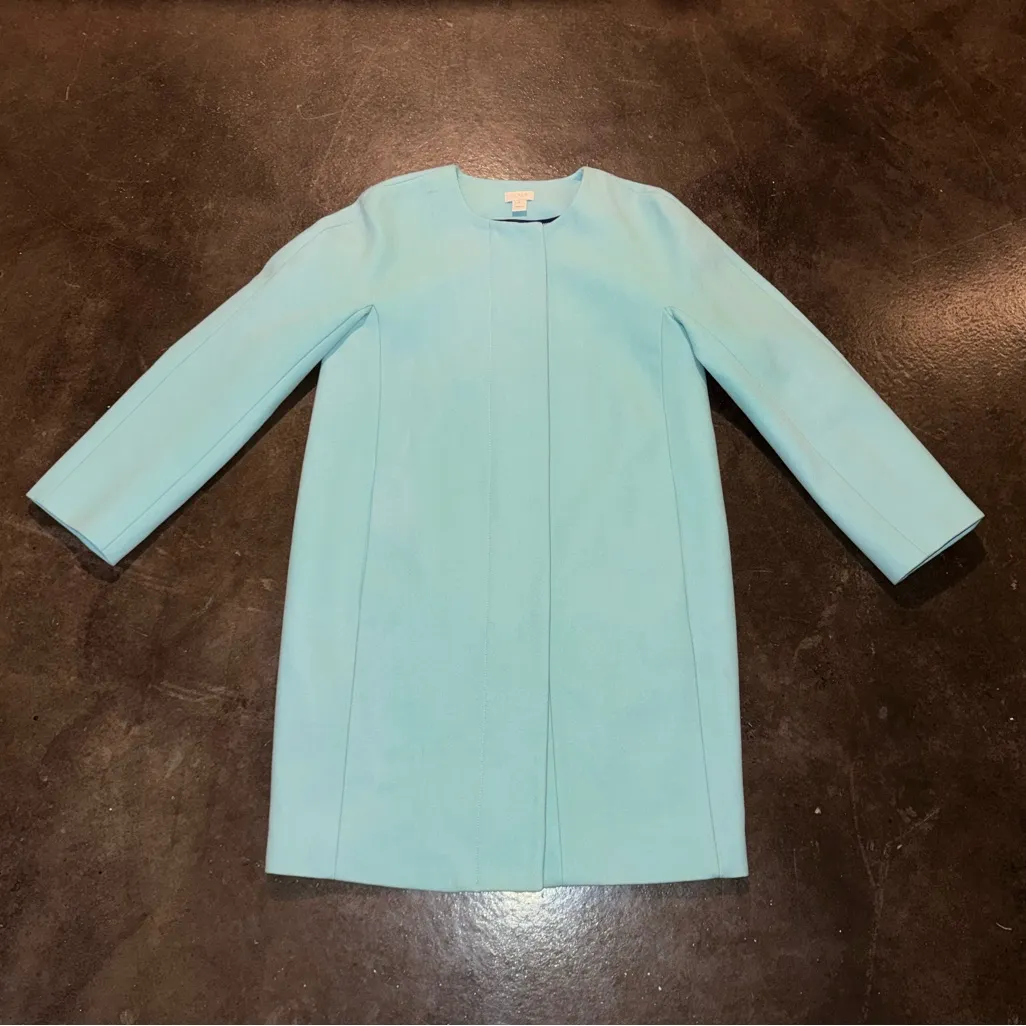 J Crew Womens Collarless Dress Coat Wool Blend Jacket Pockets - Image 2