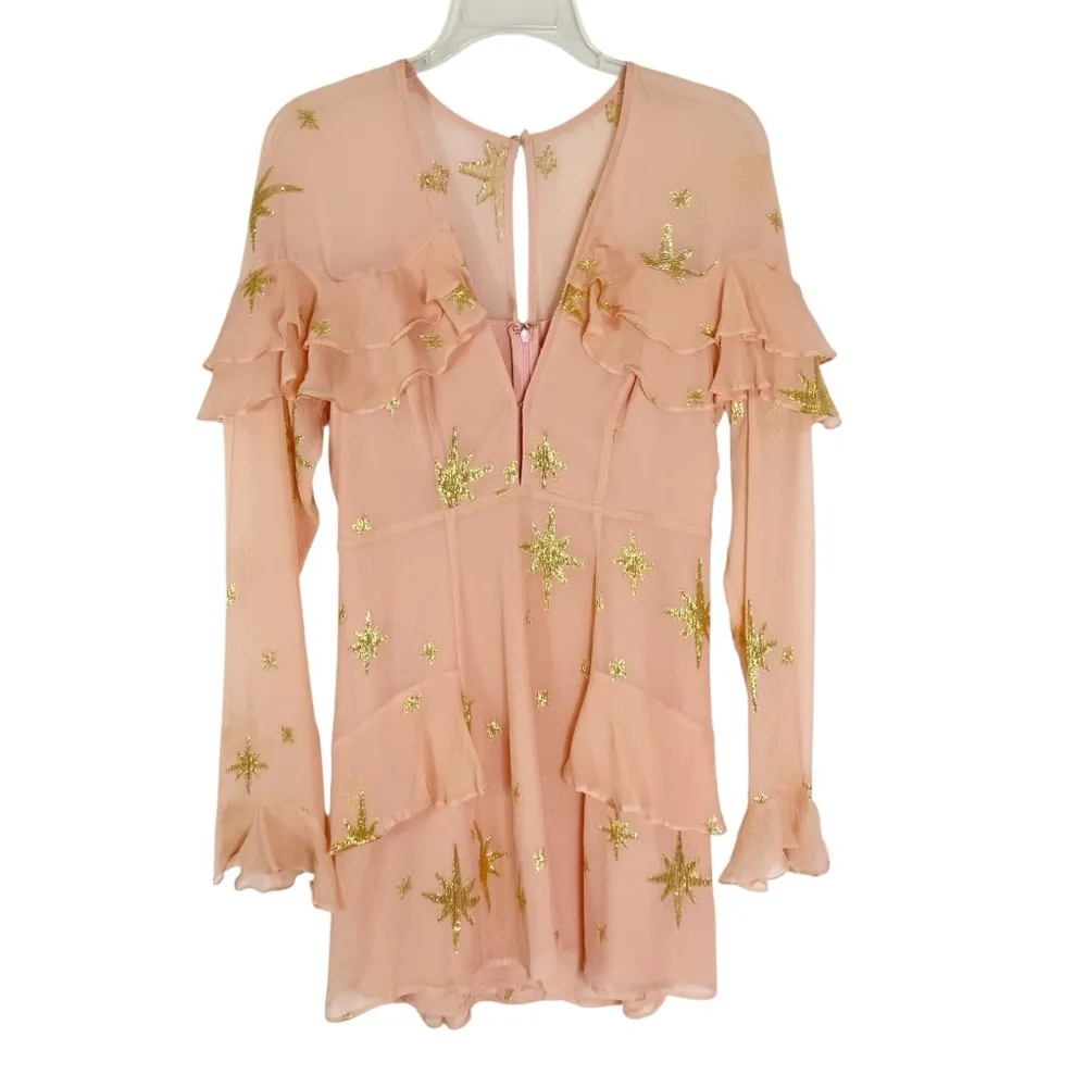 For Love And Lemons Silk Gilded Star Mini Dress Size M - Image 6