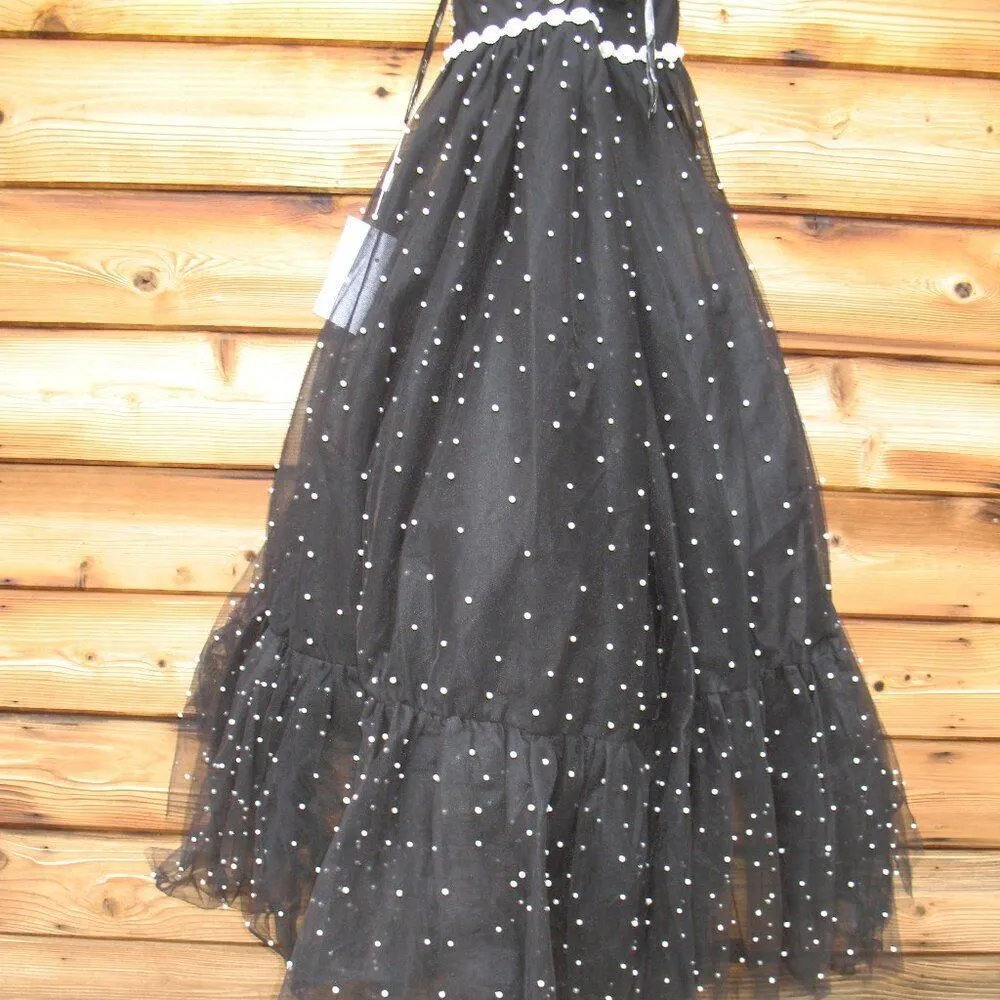 MAC DUGGAL 20747 Black Pearl Beaded High Low Gown Dress - Image 15