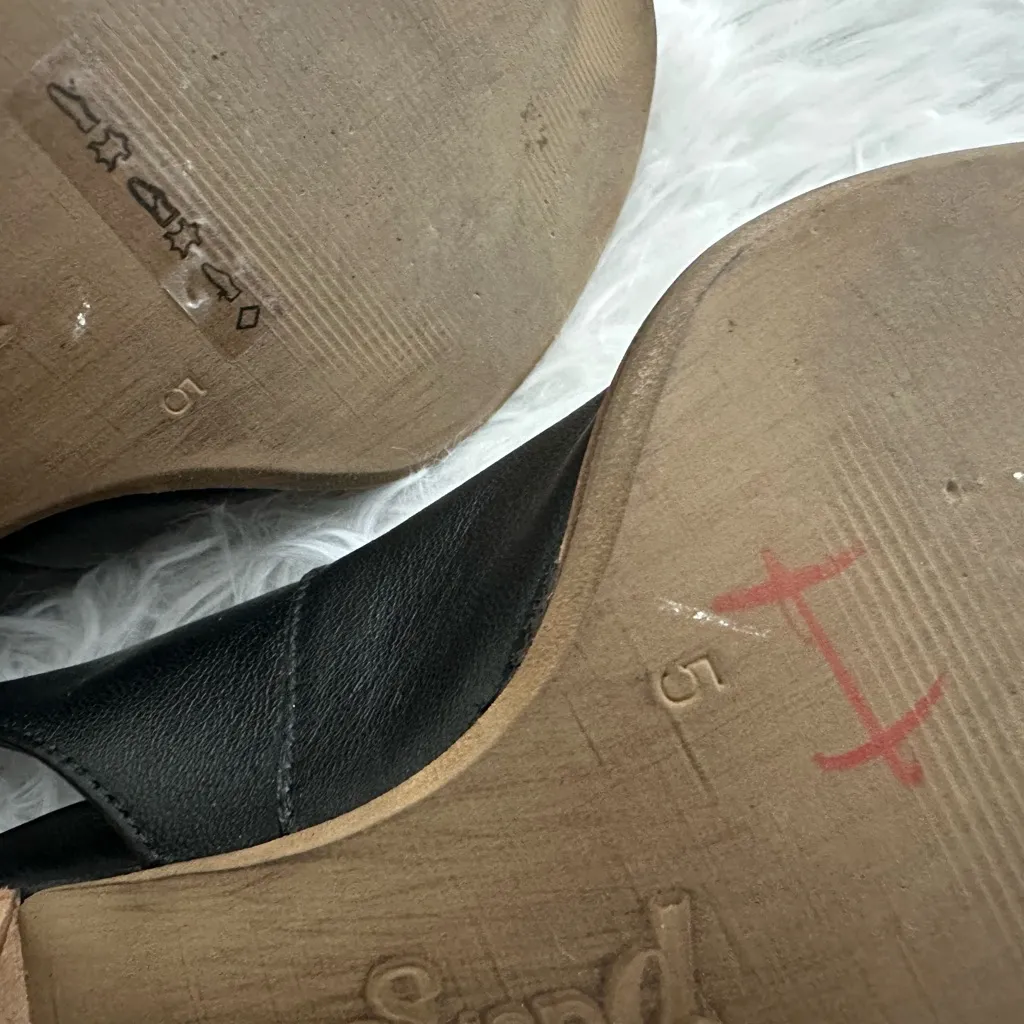 Paul Green Black Leather Savanah Slingback Peep Toe Sandals Heels Shoes‎ 7.5 US - Image 6