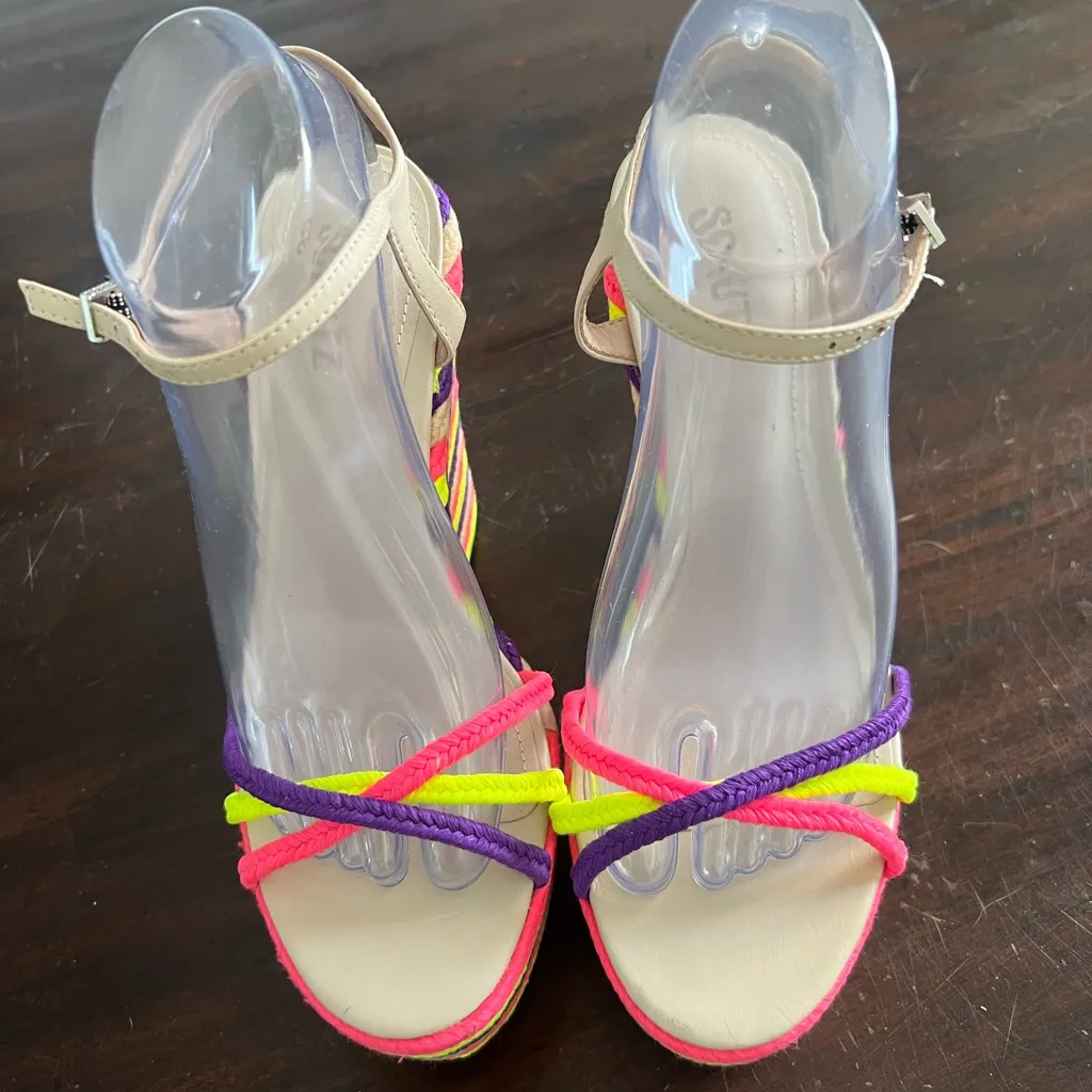 Schutz Neon Colorful Anabela wedge sandal rave festival euro summer - Image 10