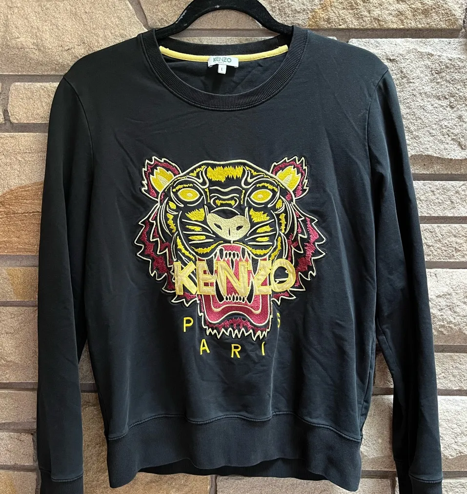 KENZO Paris embroidered tiger sweatshirt Black Yellow Large - Image 1