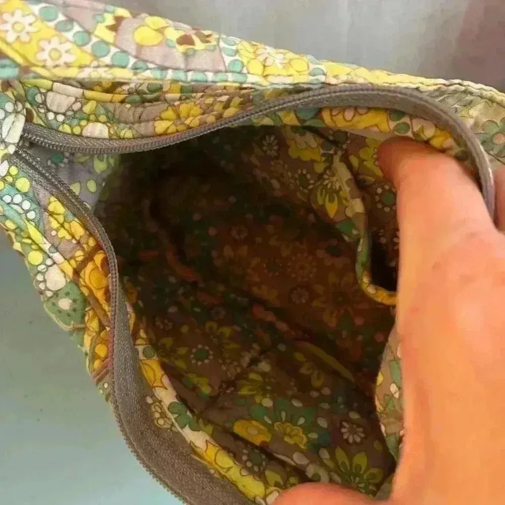 Vintage Vera Bradley Lemon Parfait Quilted Small Shoulder Bag Paisley Pockets - Image 7