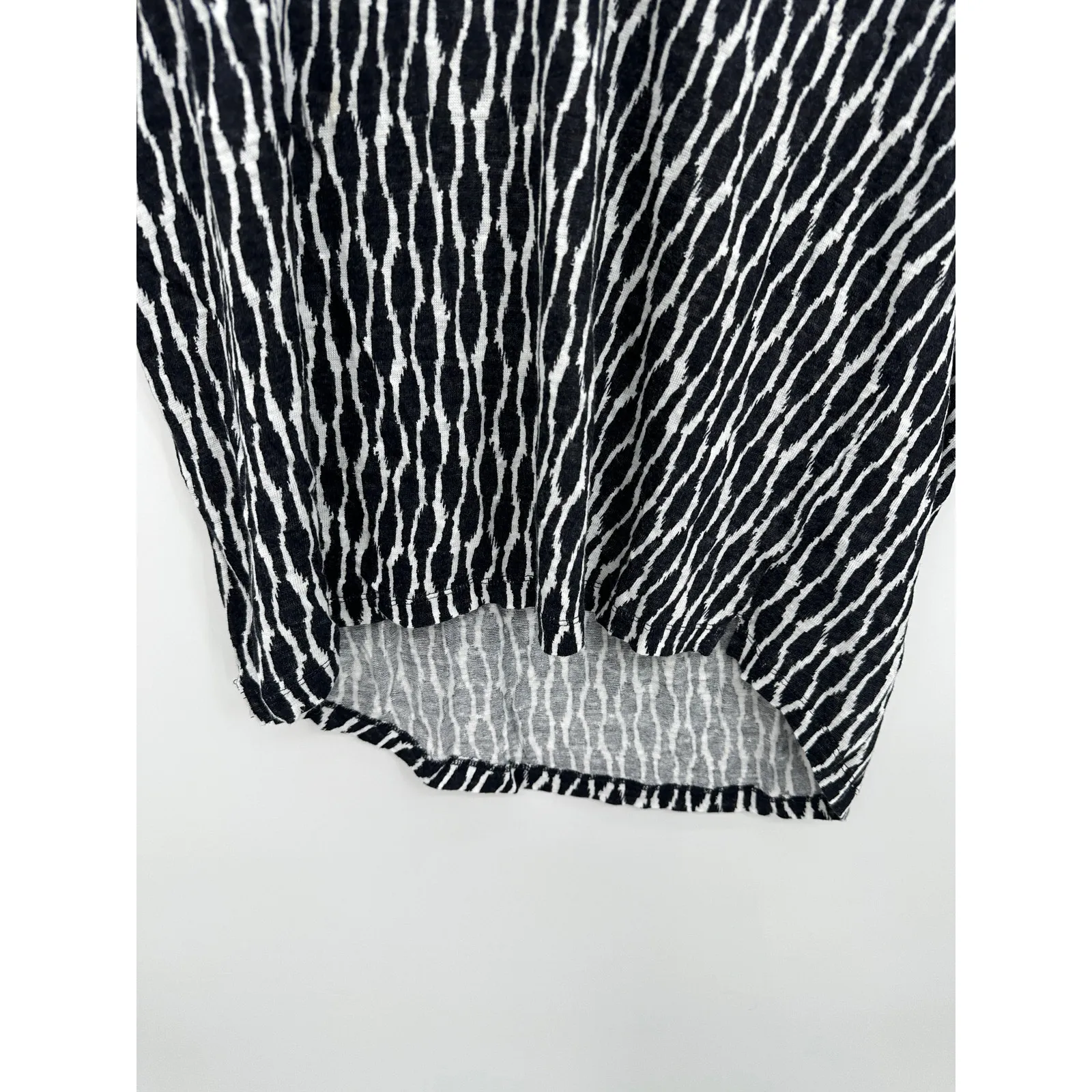 Ann Taylor Loft Women Linen Tee Size L Black White Stripe Short Cap Sleeve Shirt - Image 4