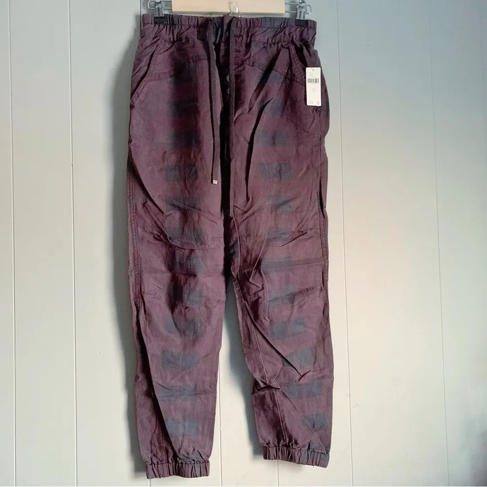 JACQUIE BUTTON-FLY High Waist Joggers Plaid Pants XS - Image 3