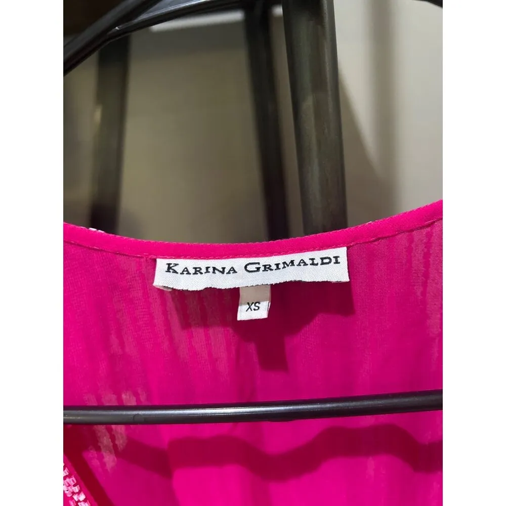 Karina Grimaldi Garda Beaded Mini Dress Hot Pink Womens Size XS - Image 8