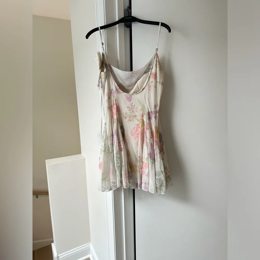 Floral cowl neck straps mini dress with a lace flower choker Size S NWOT Multiple - Image 7