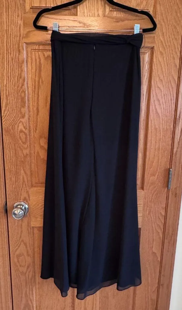 Dressbarn Womens Black Wide Leg Palazzo Flowy Pants Size 10 Formal Long Solid - Image 2
