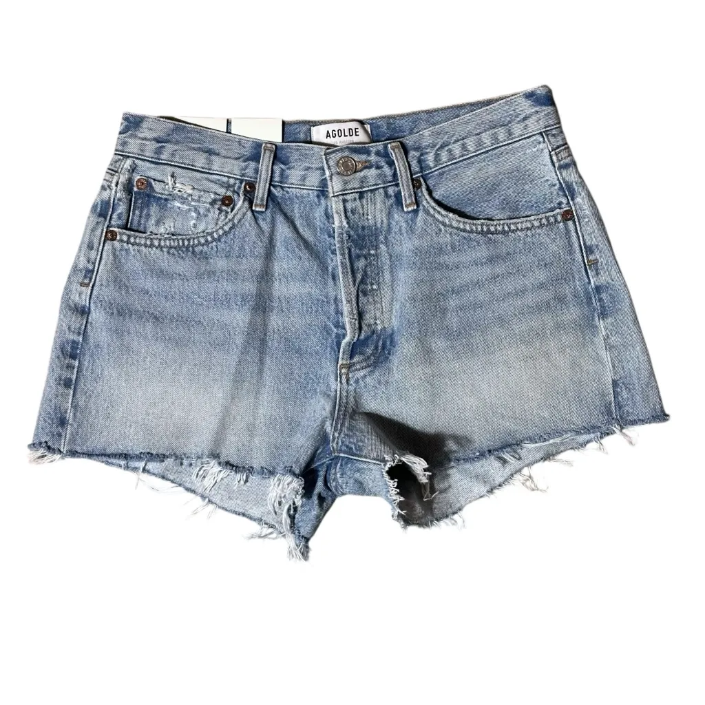 Agolde NWT Vintage Cut Off Parker Shorts 26 Encore Light Wash Hi-Rise Button Fly - Image 3
