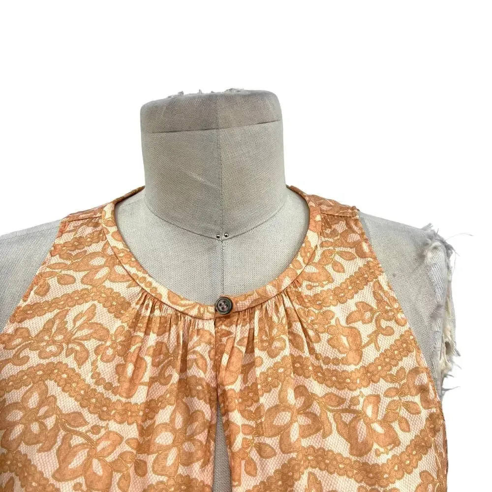 Current Air Los Angeles‎ The Wyland Dress Smocked Mini Orange Floral Size Small - Image 5