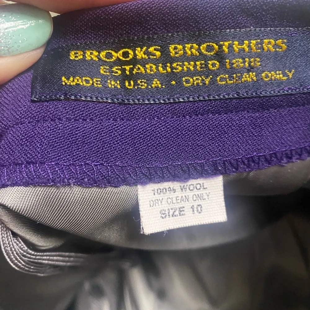 Brooks Brothers 100%  Wool Straight Pencil Skirt  Lined Pockets Purple Size 10 - Image 7