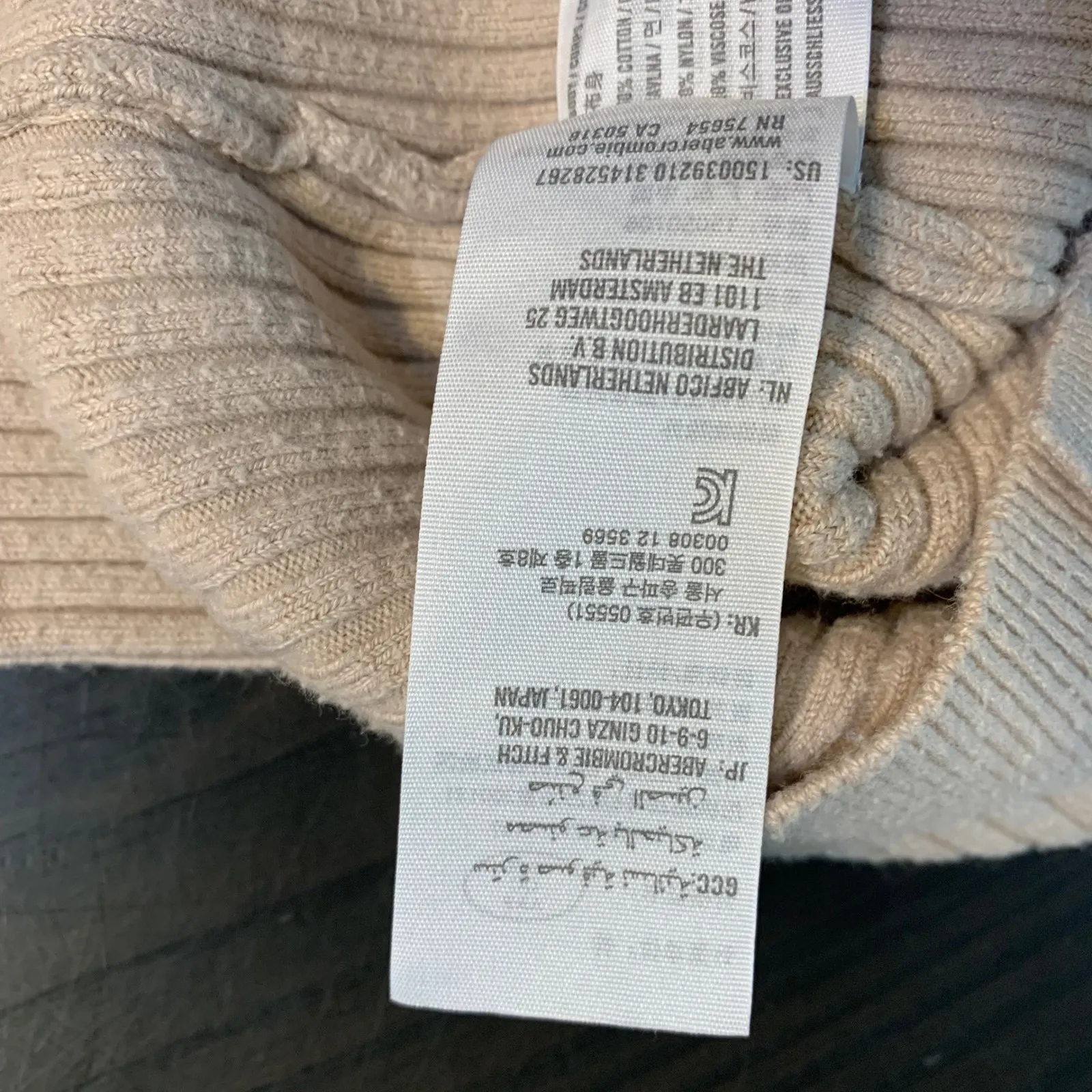 Abercrombie Fitch Ribbed Square Neck Crop Cardigan Beige Button Up Womens Medium - Image 5