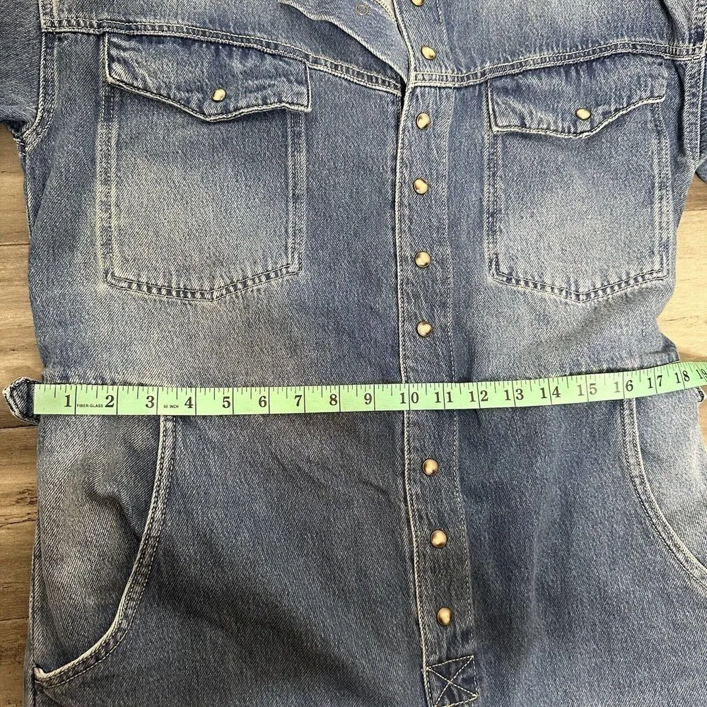 NWT Free People X Cares FP Townes Denim Jumpsuit Coverall High Noon Women's L - Image 7