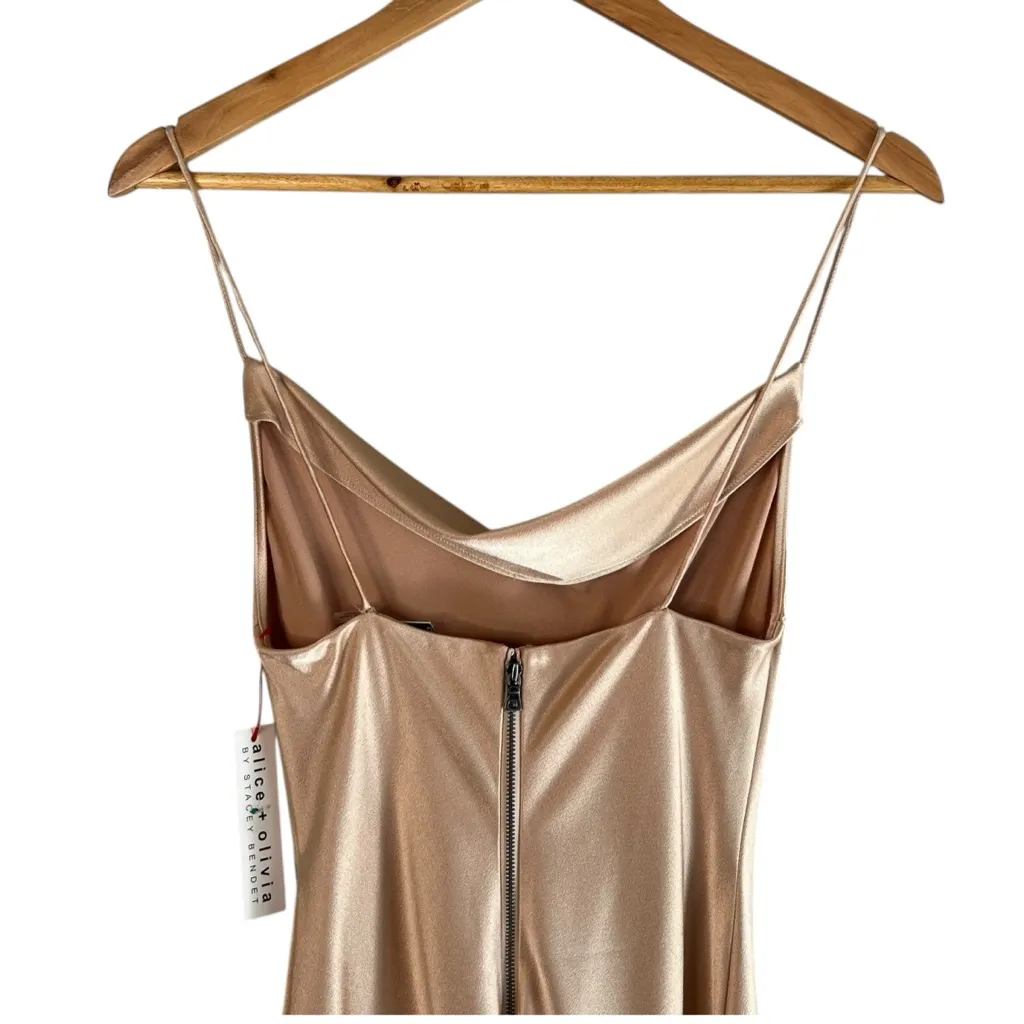 Alice + Olivia Harmony Drapey Slip Dress Size 4 in the color almond NWT - Image 12