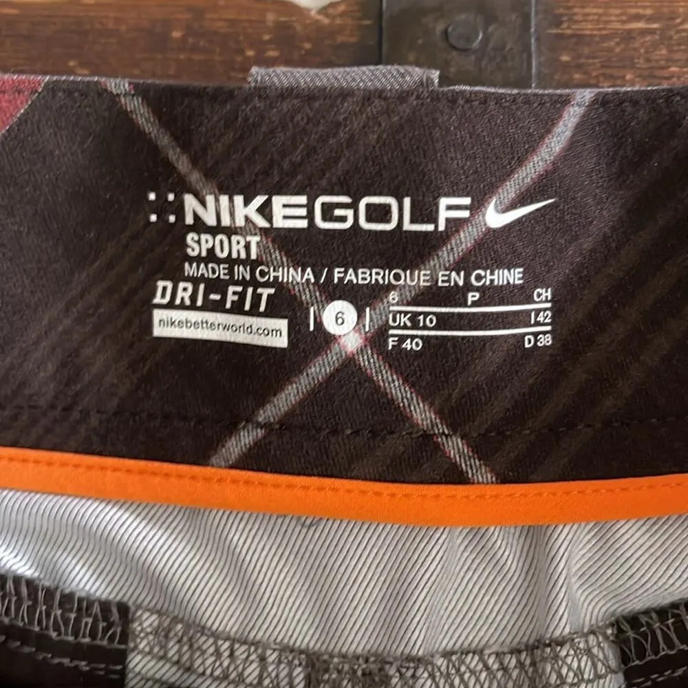 Nike Golf Brown and Plaid Shorts Size 6 - Image 4