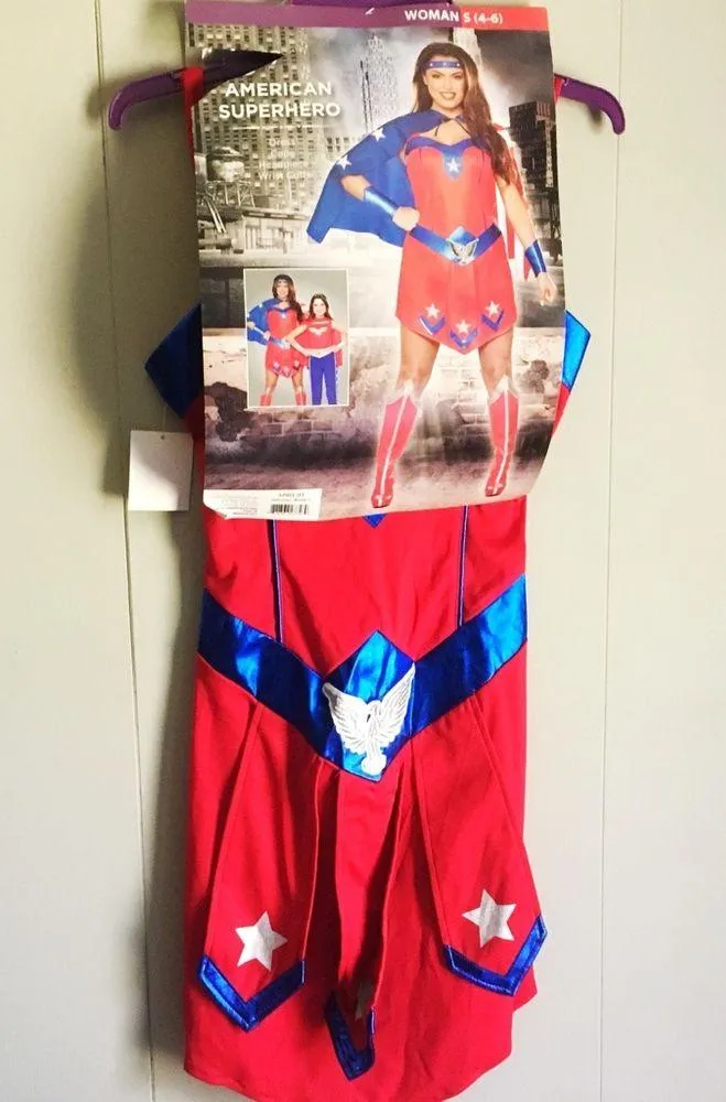 HALLOWEEN AMERICAN SUPER HERO 4pc Halloween Cosplay Costume S Red - Image 4