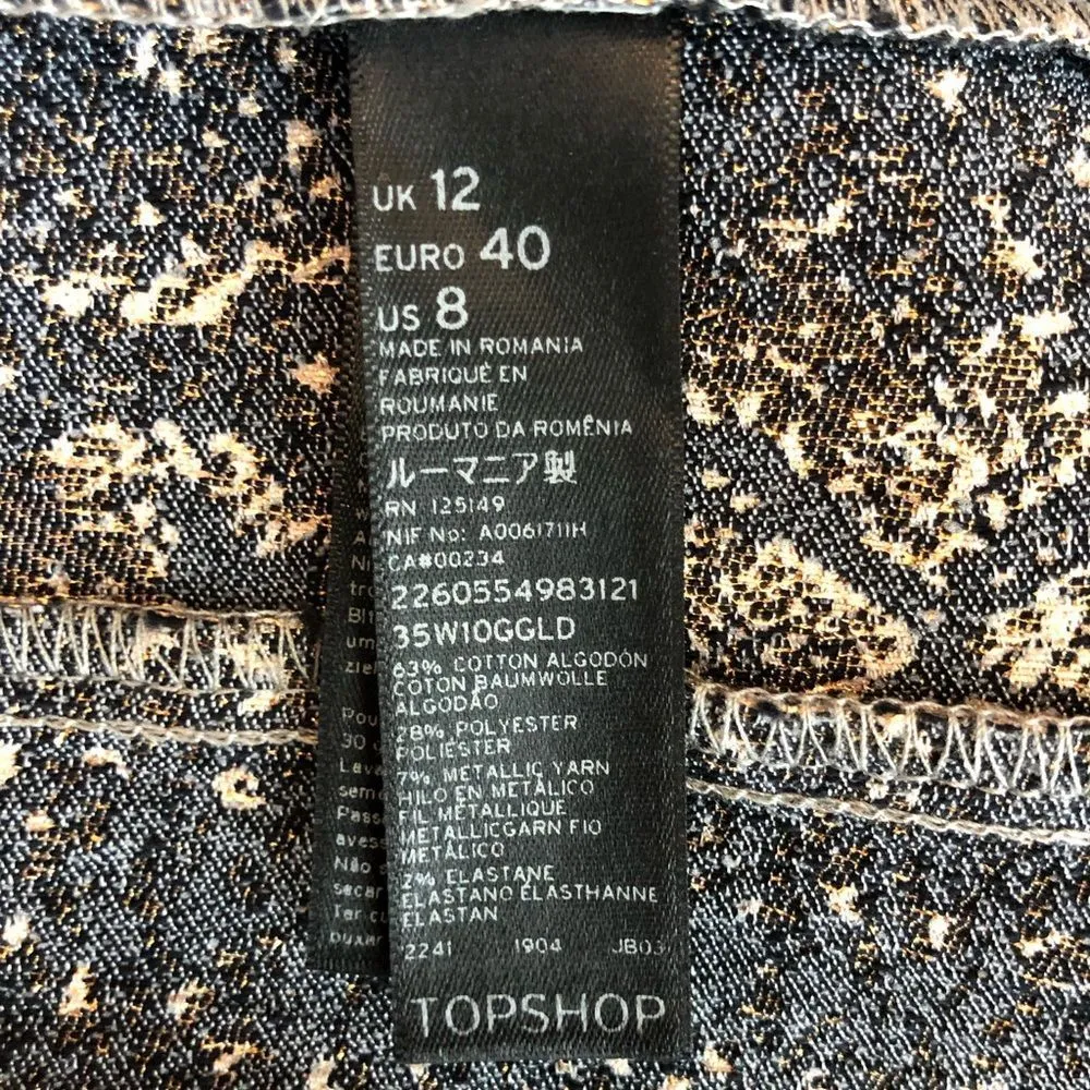 Topshop Tan Grey Snakeskin Print Mini Dress Metallic Gold Snake Minidress sz 8 - Image 12