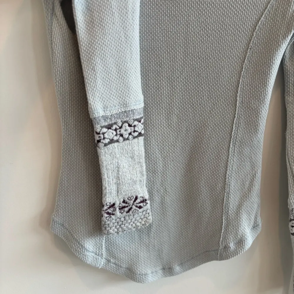 Free People Rosey Seaspray Waffle Knit Women's Long Sleeve Embellished Cuff XS - Image 4