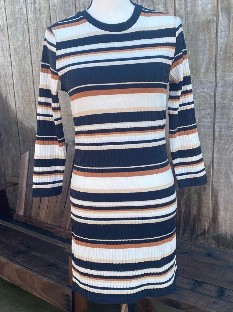 Sanctuary Rider Stripe BodyCon Ribbed Mini Dress Size Large - Image 3