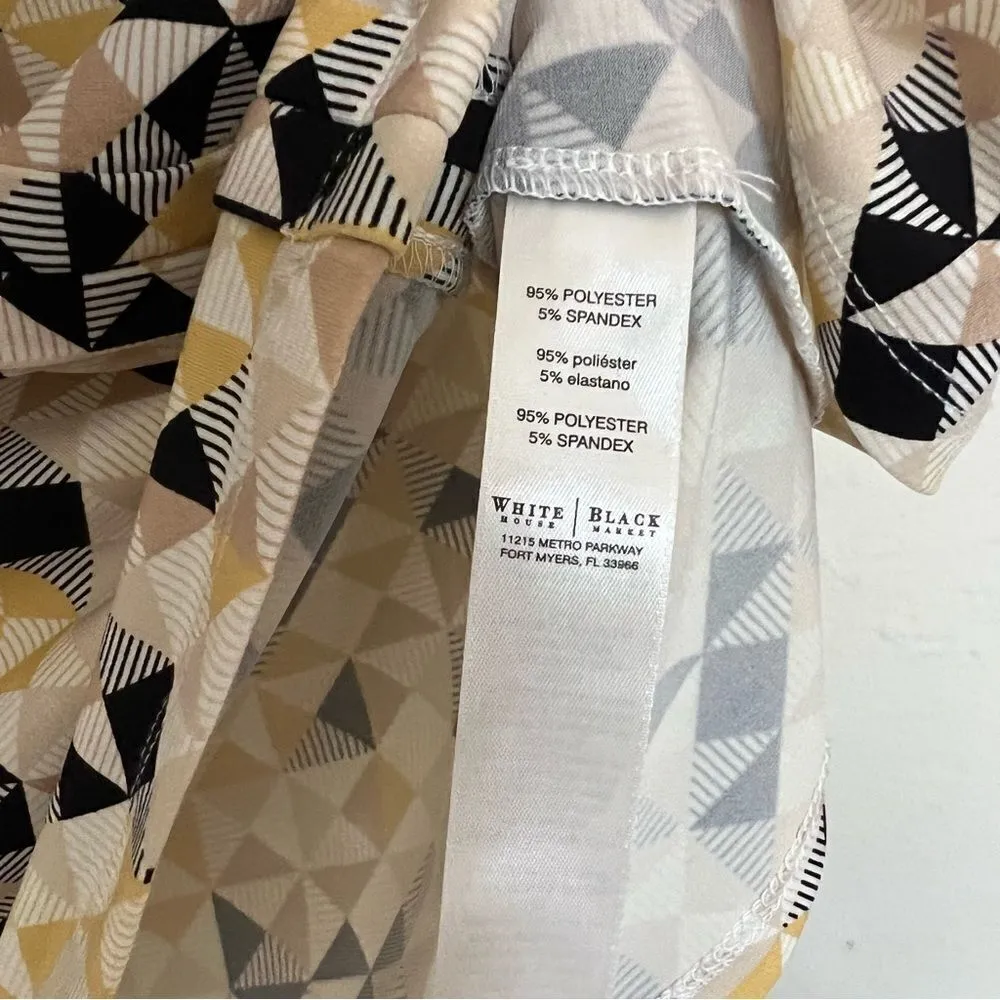 White House Black Market Geometric Print Split V-Neck Sleeveless Blouse - Image 5