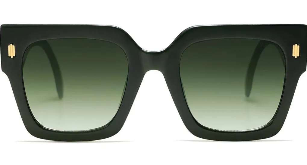 Women's Green Frame/Green Lens Vintage Oversized Square Sunglasses - Image 1