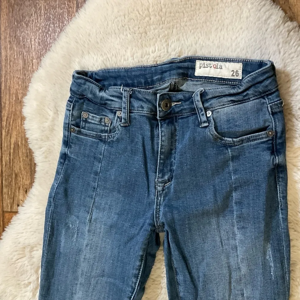 Pistola Denim‎ Jeans Women's 26 Raw Hem Blue Front Seam Crop - Image 5