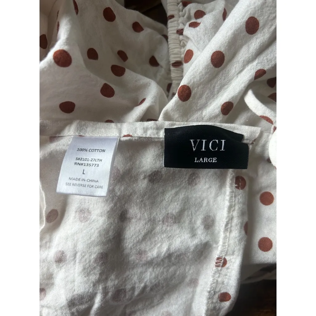 Vici White and Brown Polka Dot Crop Top - Image 5
