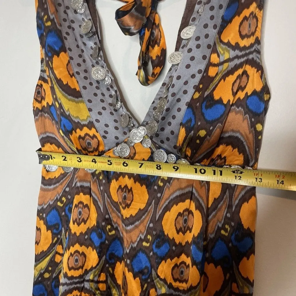 Anthropologie Plenty By Tracy Reese 100% Silk Coin Bohemian Dress Size 2 - Image 10