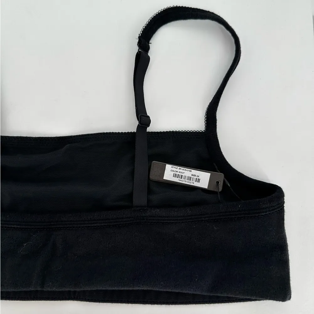 SKIMS Logo Pointelle Scoop Neck Bralette in Size 2X Color Soot Black NWT - Image 8