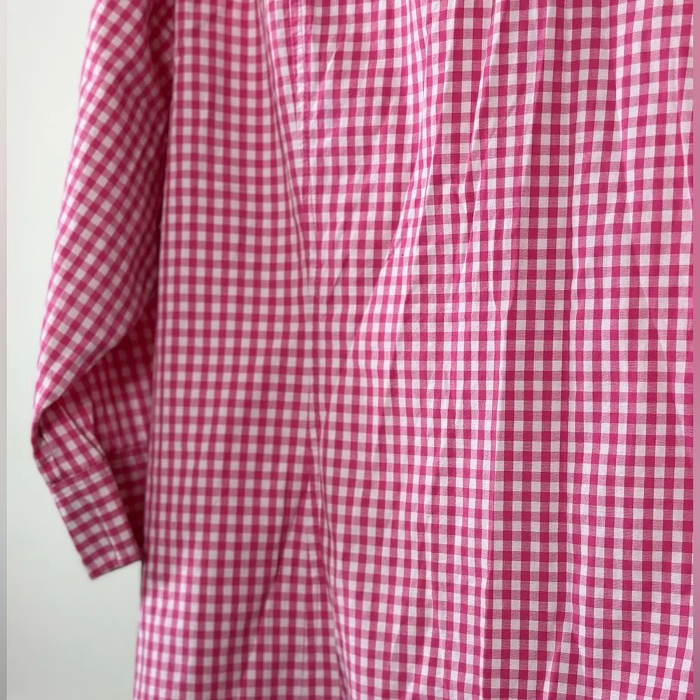 Barbie Pink Gingham Plus Size 3X Cotton Roll Tab Sleeves Preppy Classic Western - Image 10