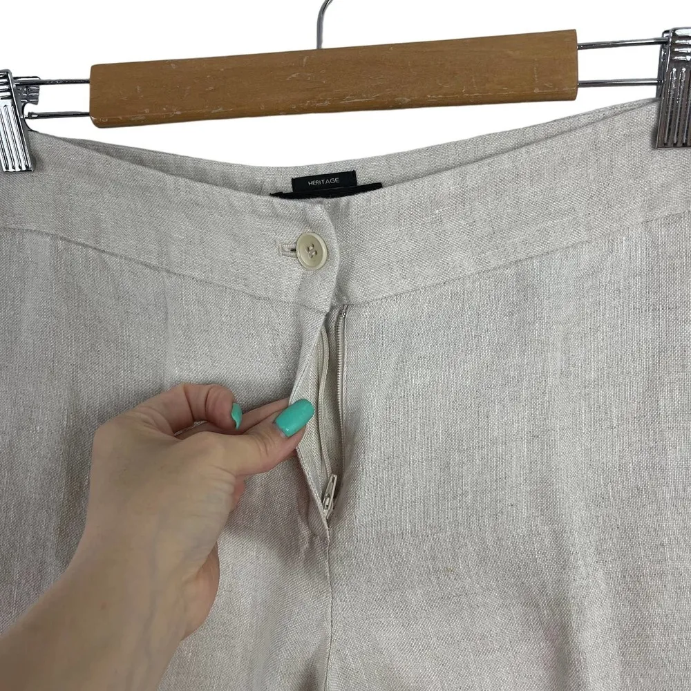 Talbots Heritage Linen Straight Leg High Waist Beige Trousers Pants SZ 6 Neutral - Image 4