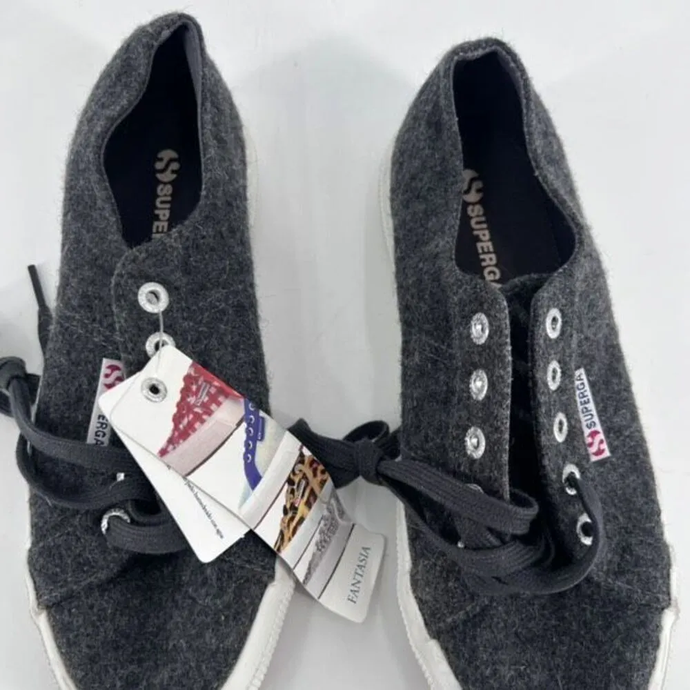 NWT Superga Unisex Wool Blend Lace Up Low Top Sneaker Shoes Charcoal Gray Size 6 - Image 6
