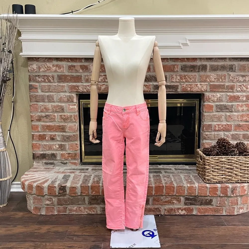 A.N.A NEON PINK skinny jeans w orange stitching and zipper ankles / 28/6 / EUC - Image 7