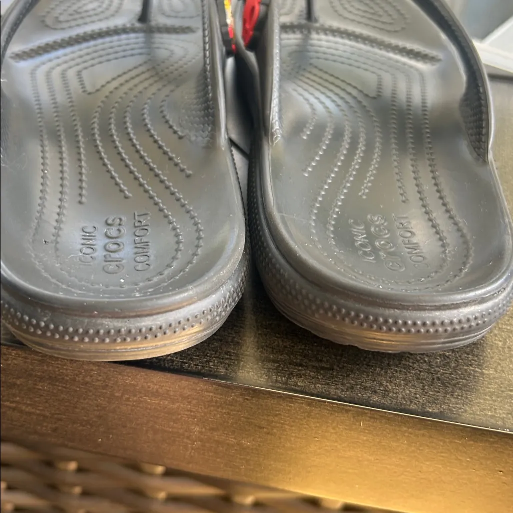 Crocs black Iconic comfort thong sandals unisex Halloween set of Jibitz included - Image 7