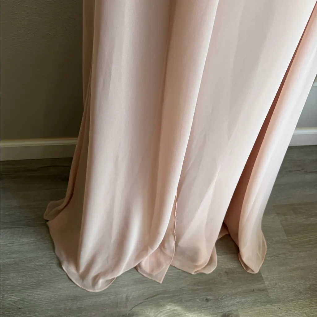 NWT Azazie Dallas One Shoulder A-Line Chiffon Bridesmaid Dress Womens 4 Rose - Image 3