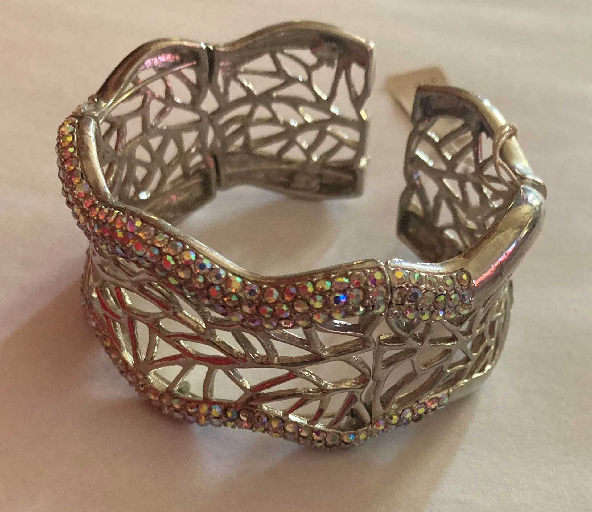Silver-Tone Cubic Zirconia Openwork Cuff Bracelet, Created for - Image 2