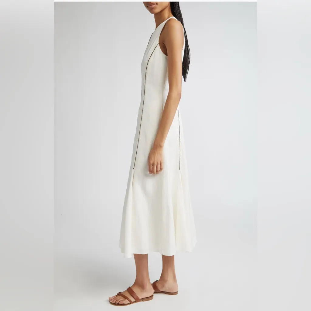 REISS INAYA  LCRAFT-STITCH SLEEVELESS MIDI DRESS IN IVORY/BLACK, Size 4, $455 - Image 8
