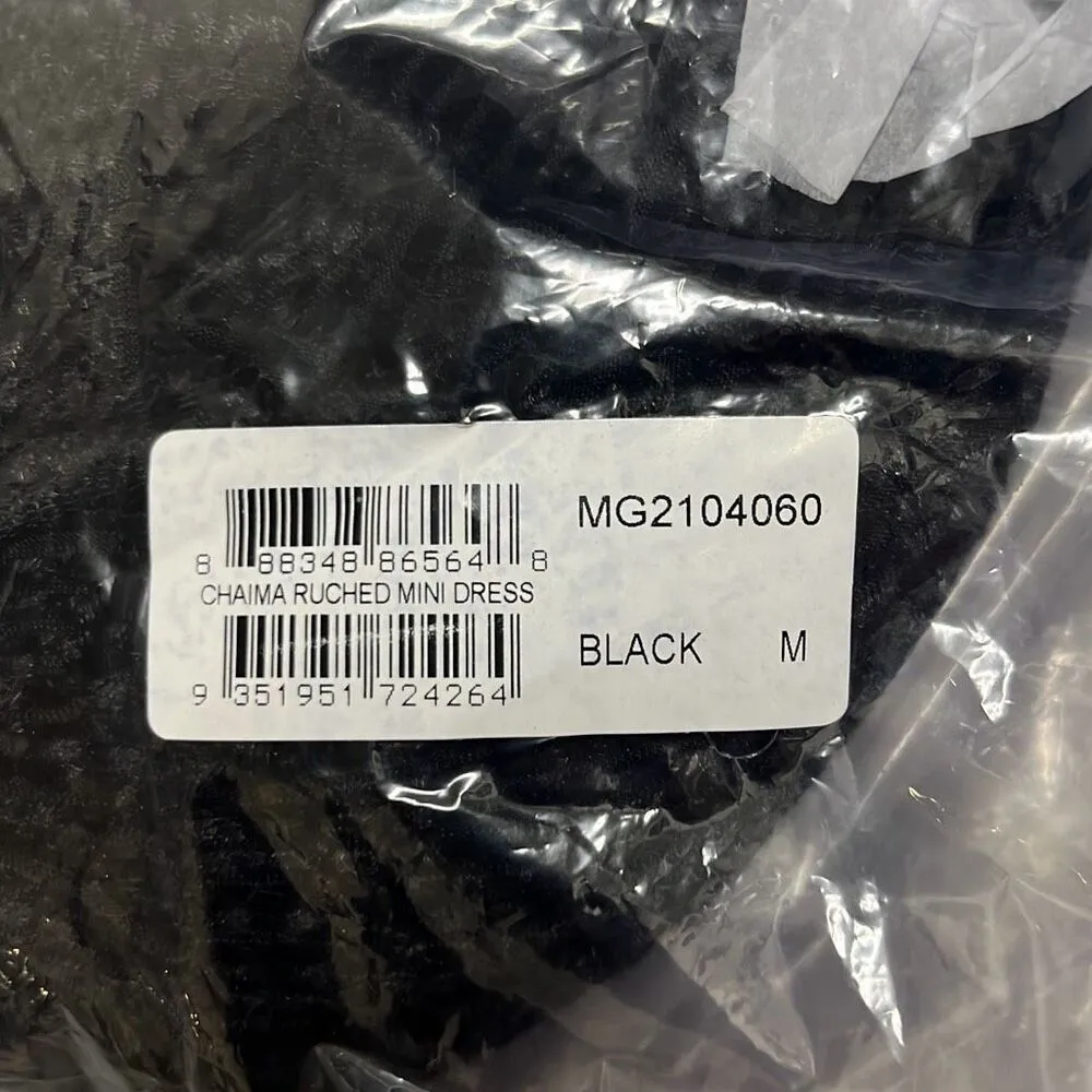 Minkpink Chaima Black Velvet Ruched Long Sleeves Mini Dress NWT Sexy LBD Stretch - Image 12