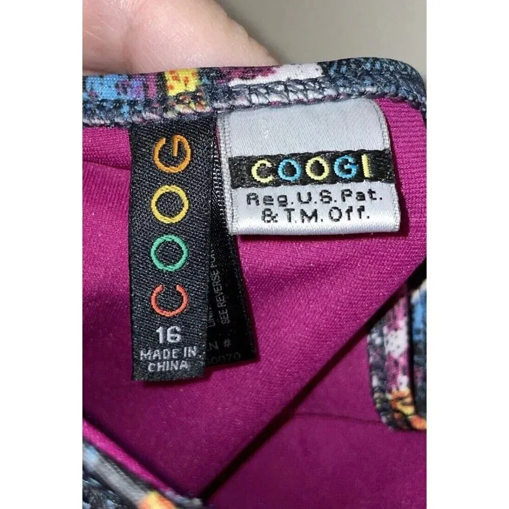 Coogi Size 16 One Piece Swimsuit Halter Top Denim Style‎ Colorful Ruffles Beach - Image 6