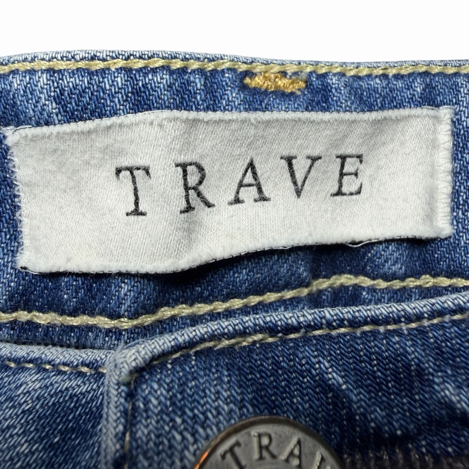 TRAVE Colette Womens 26 High Rise Kick Flare Jeans Raw Hem Crop In Sweet Emotion Blue - Image 9