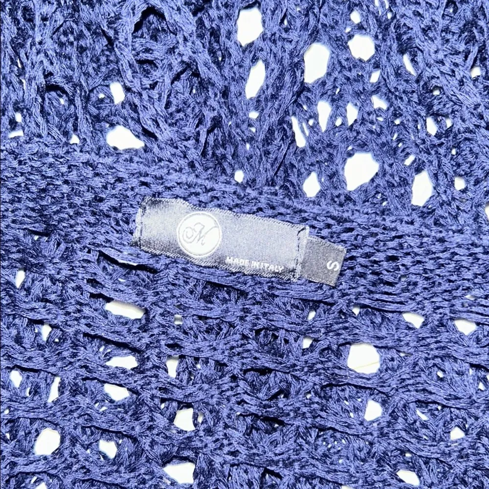 Studio M Size S Navy Loose Crochet Knit Top Blue - Image 12