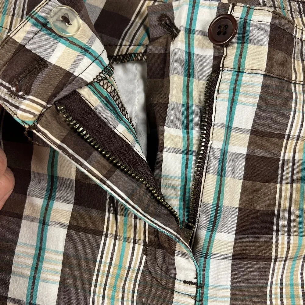 Jones New York Signature Brown Cream Plaid Bermuda Shorts Size 10 - Image 4