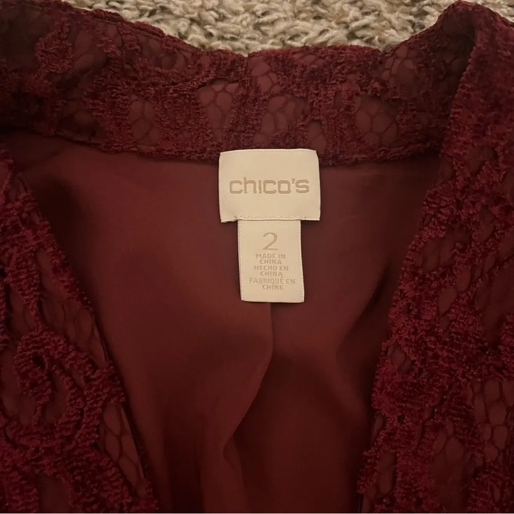 Chico’s Red Feminine Lace Faux Suede Jacket Women’s Size 2/XL/14 - Image 4