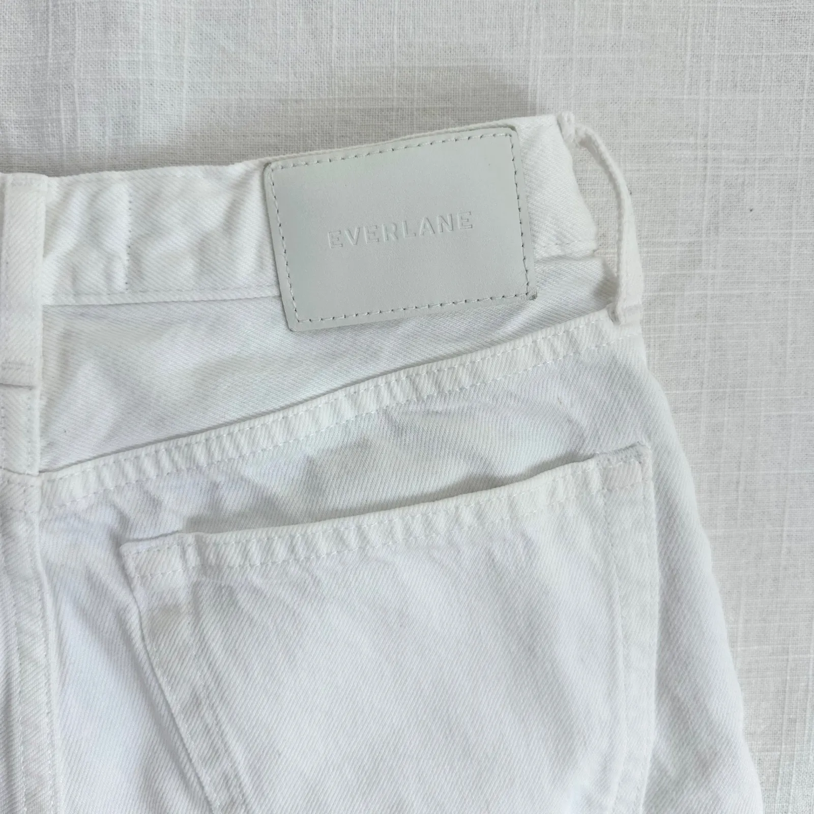 Everlane 90s Cheeky Long Denim Shorts Raw Hem White Casual Summer‎ Size 24 - Image 9